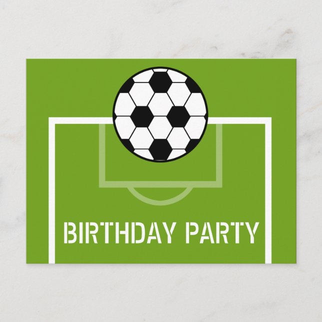 Soccer Field Birthday Postcard Invite Purple (Front)