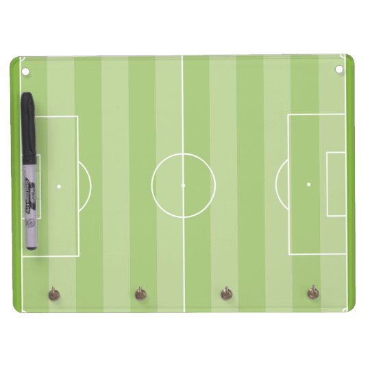 Soccer field dry erase board with key ring holder