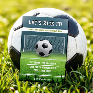 Soccer Field Football 1st Birthday Party Invitation
