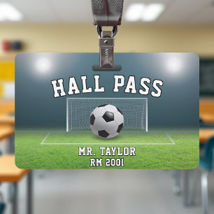 Soccer Field Football Coach Gym Class Hall Pass ID Badge