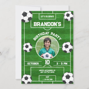 Soccer field /  Football field birthday Invitation