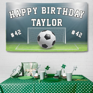 Soccer Field Football Sports Happy Birthday Banner