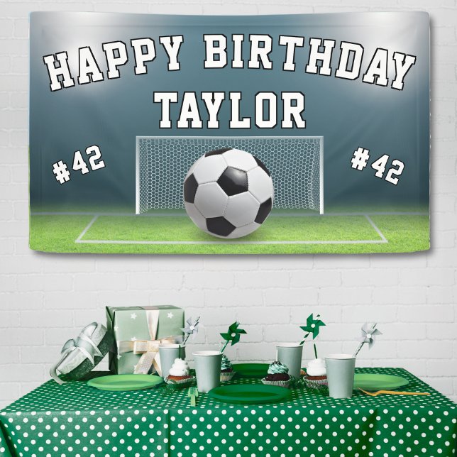 Soccer Field Football Sports Happy Birthday Banner (Soccer Field Football Sports Happy Birthday Banner)
