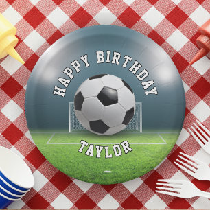Soccer Field Football Sports Happy Birthday Paper Plate