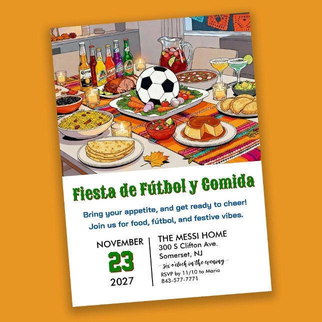 Soccer Fiesta de Fútbol y Comida Invitation (Creator Uploaded)
