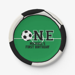 Soccer First Birthday Paper Plate