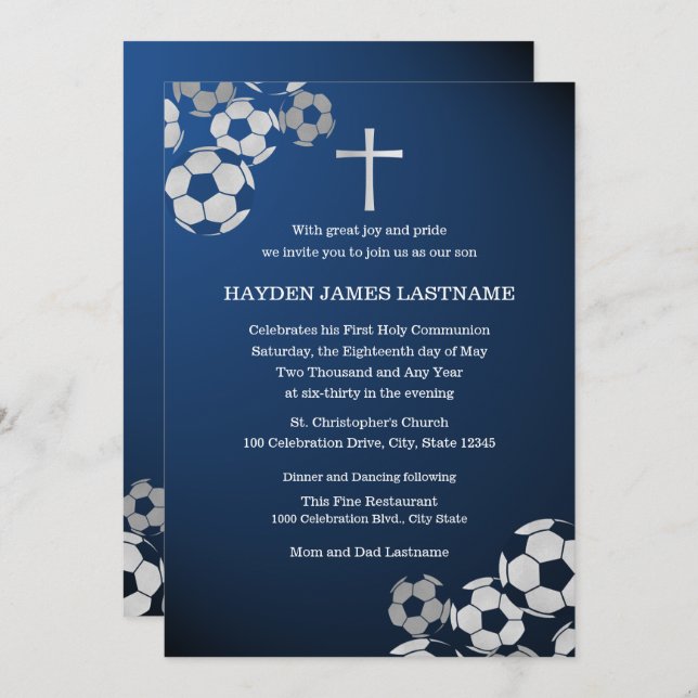 Soccer First Communion Invitation (Front/Back)