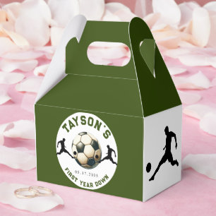 Soccer First Year Down 1st Birthday Favour Box