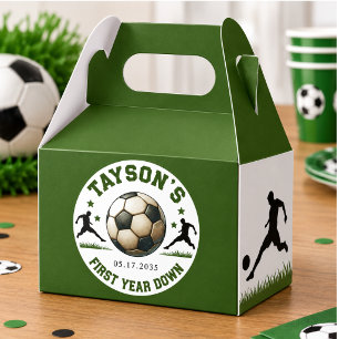 Soccer First Year Down 1st Birthday Favour Box