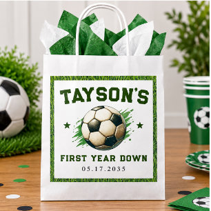 Soccer First Year Down 1st Birthday Paper Favour Bag