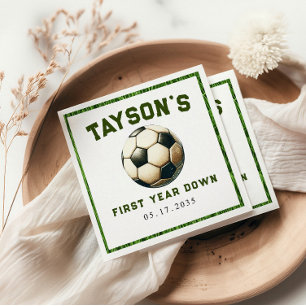 Soccer First Year Down 1st Birthday Paper Napkin
