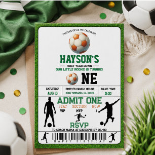 Soccer First Year Down 1st Birthday Party Invitation