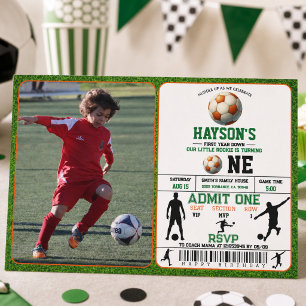 Soccer First Year Down 1st Birthday Party Invitation