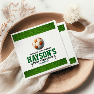 Soccer First Year Down 1st Birthday Party Napkin