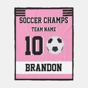Soccer Fleece Blanket pink personalised player gol