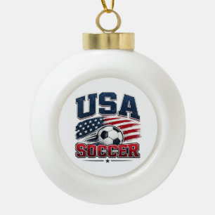 Soccer Football 2026 USA Ceramic Ball Christmas Ornament