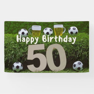 Soccer Football 50th Birthday with ball Banner