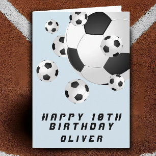 Soccer Football Ball Blue Kids Boy Happy Birthday Card