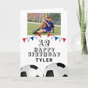 Soccer Football Ball Bunting Flags Photo Birthday Card