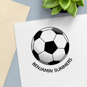 Soccer Football Ball Custom Name Self-inking Stamp
