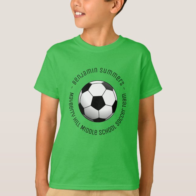 Soccer Football Ball Custom Text T-Shirt (Front)
