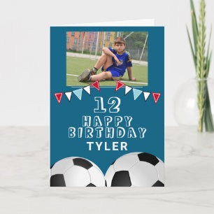 Soccer Football Ball Flags Photo Birthday Card