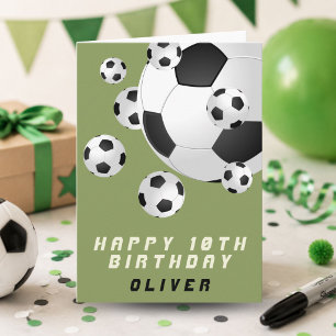 Soccer Football Ball Green Kids Boy Happy Birthday Card