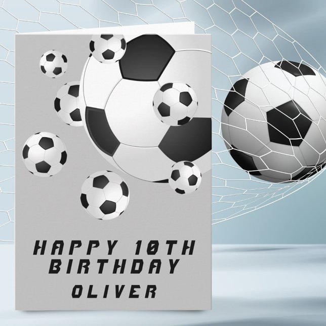 Soccer Football Ball Grey Kids Boy Happy Birthday Card (Creator Uploaded)