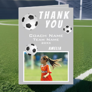 Soccer Football Ball Grey Sports Coach Thank You Card