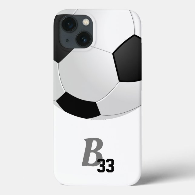 Soccer Football Ball Player Number Monogram Case-M Case-Mate iPhone Case (Back)