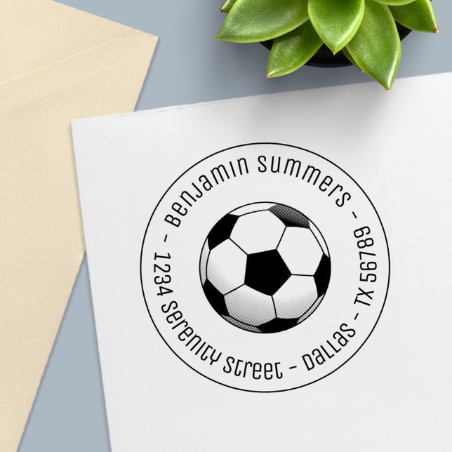 Soccer Football Ball Round Address Self-inking Stamp (Creator Uploaded)