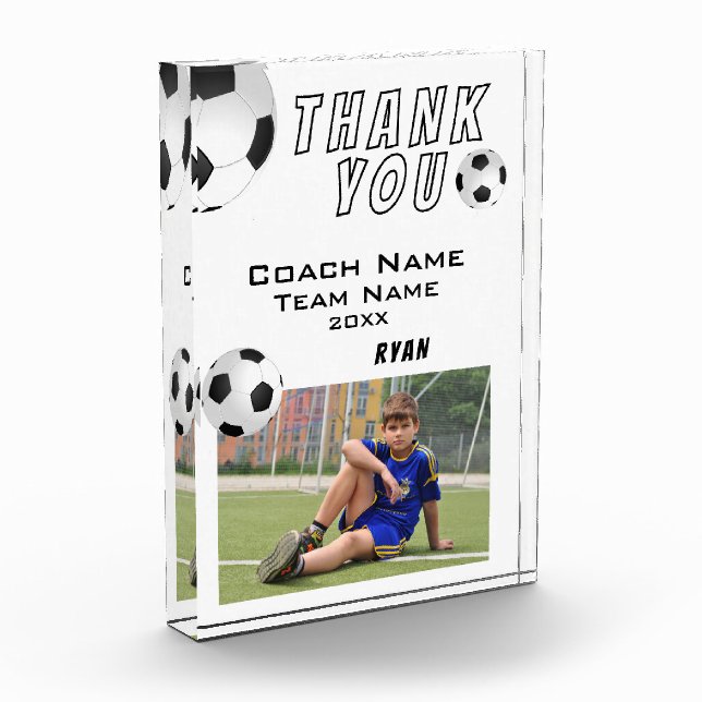 Soccer Football Ball Sports Coach Thank you Photo Block (Left)