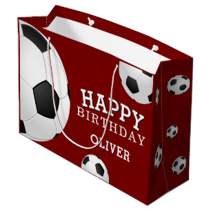Soccer Football Ball Sports Happy Birthday Name Large Gift Bag