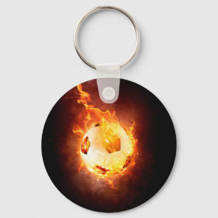 Soccer, Football, Ball under Fire Key Ring