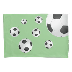 Soccer Football Balls Green Kids Boy Pillowcase