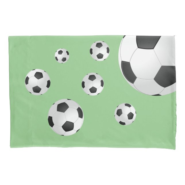Soccer Football Balls Green Kids Boy  Pillowcase (Front)