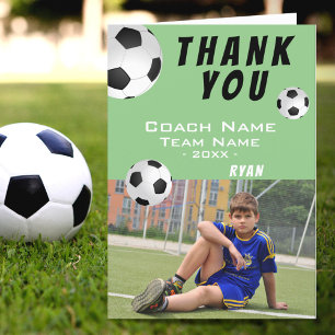 Soccer Football Balls Green Thank you Coach Photo Card