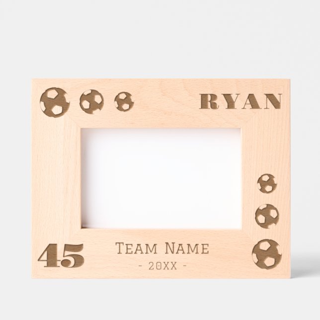 Soccer Football Balls Player Number Team Name  Etched Frames (Front)