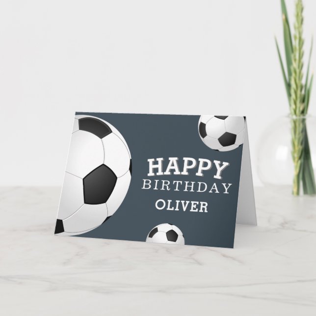 Soccer Football Balls Sports Happy Birthday Kids Card (Front)