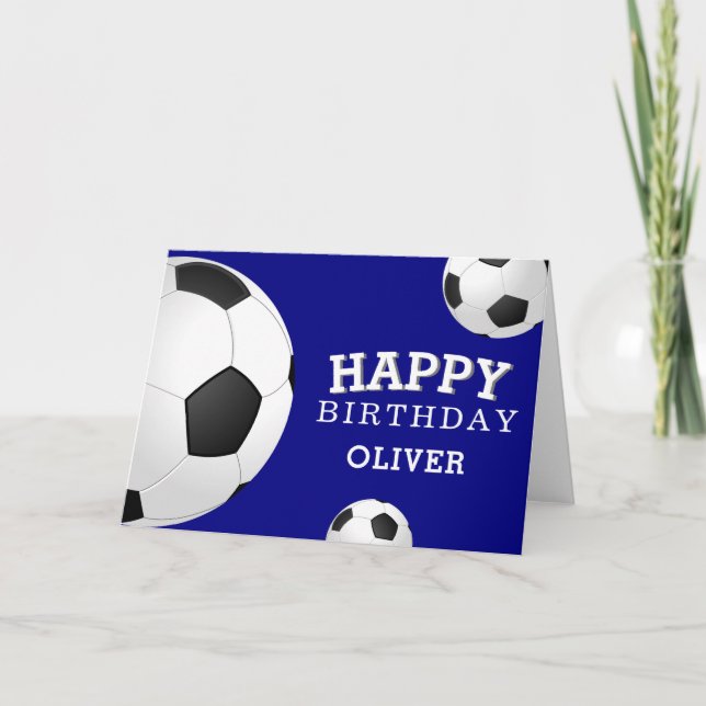 Soccer Football Balls Sports Happy Birthday Kids Card (Front)