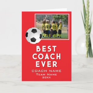 Soccer Football Best Coach Ever Team Photo Thank You Card