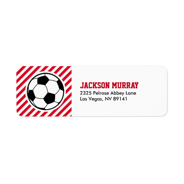 Soccer Football Birthday Baby Shower Party Return Address Label (Front)