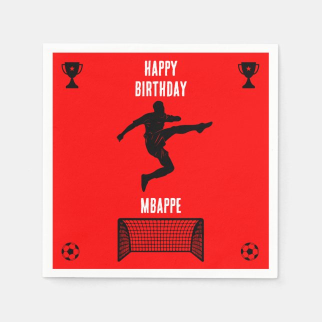 Soccer Football  Birthday  Banner Napkin (Front)
