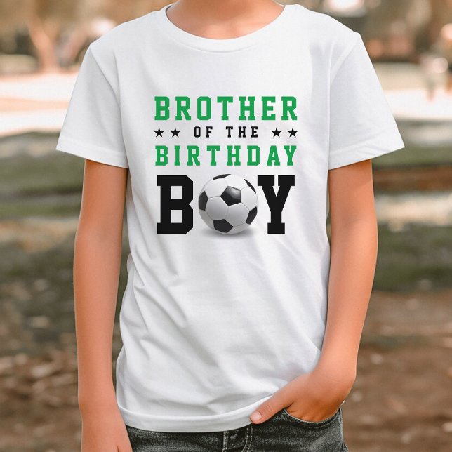 Soccer Football Birthday Party Sibling Brother T-Shirt (Green Black and White Soccer Football Birthday Party Sibling Brother T-Shirt)