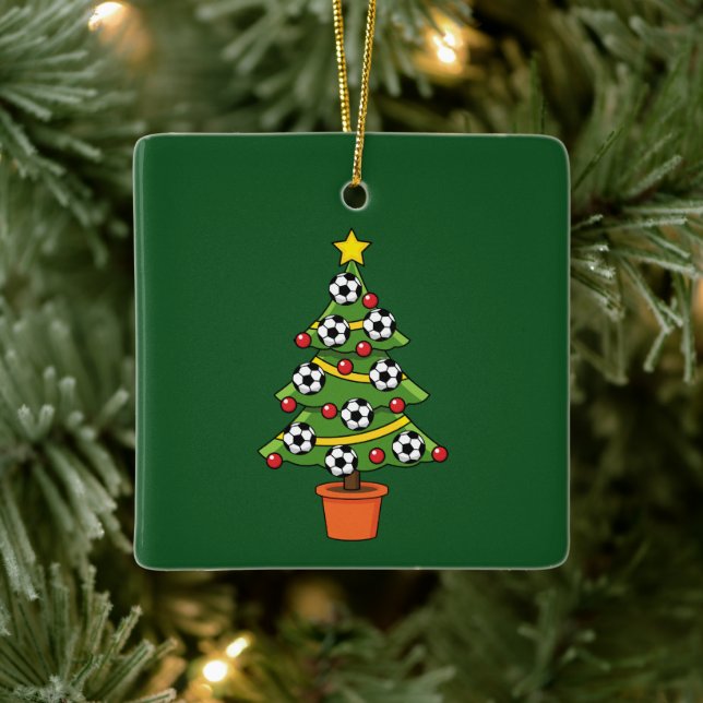 Soccer Football Christmas Tree Ceramic Ornament (Tree)