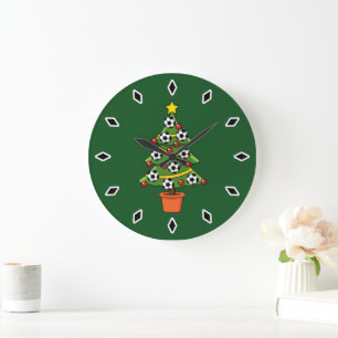 Soccer Football Christmas Tree Large Clock