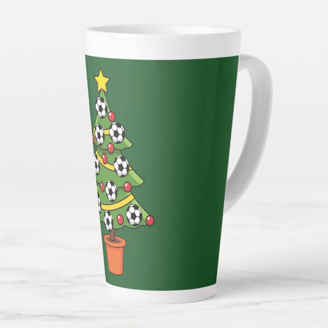 Soccer Football Christmas Tree Latte Mug (Right Angle)