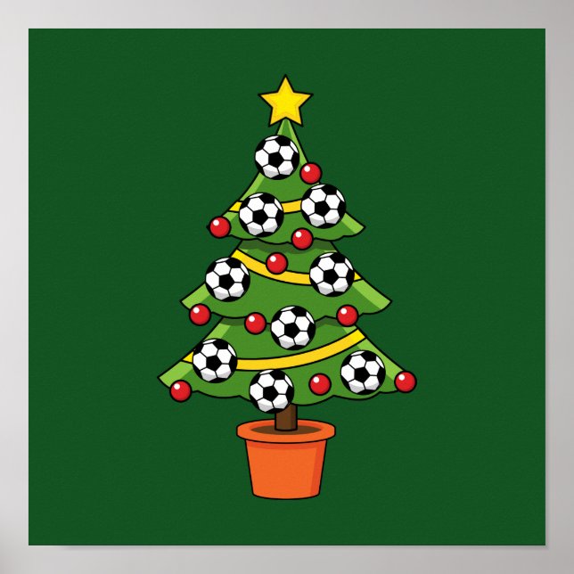 Soccer Football Christmas Tree Poster (Front)