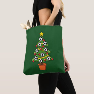 Soccer Football Christmas Tree Tote Bag