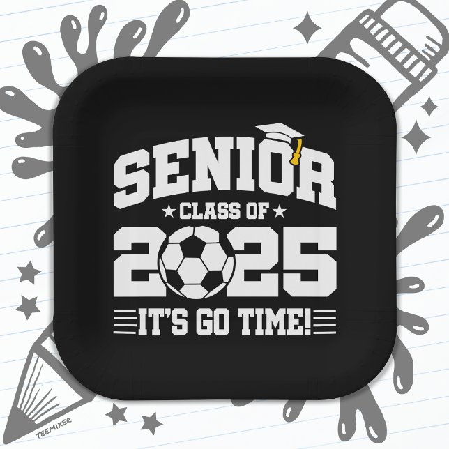 Soccer Football Class 2025 Graduation Senior 2025 Paper Plate (Creator Uploaded)